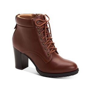 STYLE & COMPANY Womens Brown Lucillee Almond Toe Lace-Up Heeled Boots 9 M